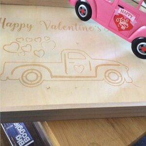 Pink Valentine's Day Tray & Truck Wall Hanging
